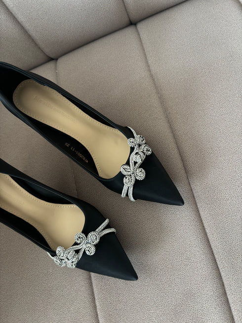 Rhinestone Embedded Pointy Toe Formal Stilettos Pumps